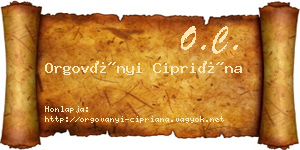 Orgoványi Cipriána névjegykártya